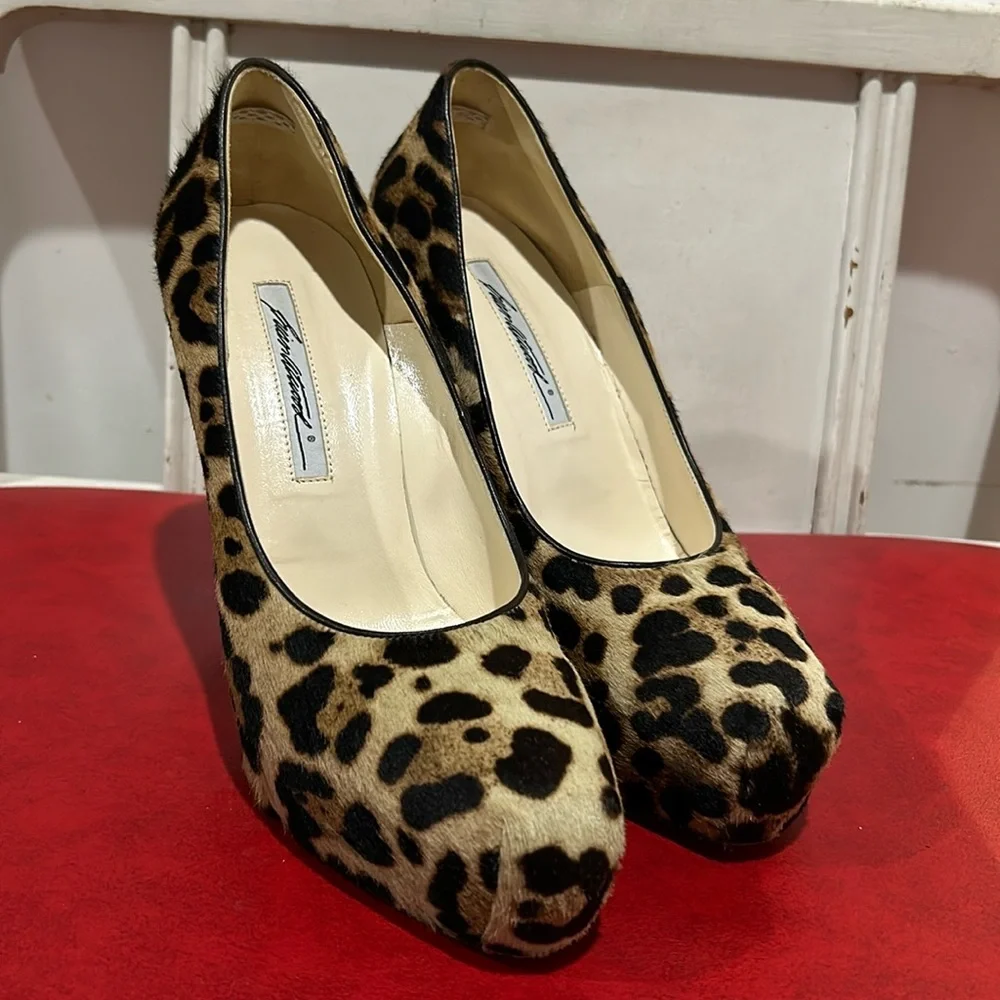 Brian Atwood Ponyhair Animal Print Pumps size 39